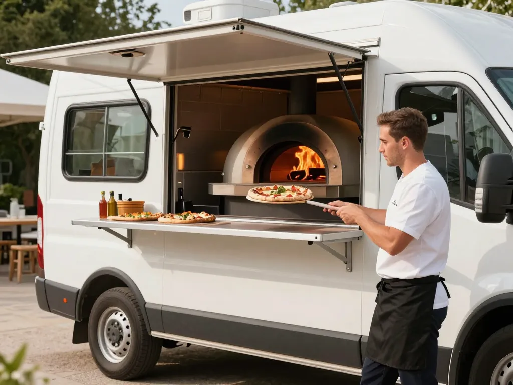 Camion pizza food truck four à bois